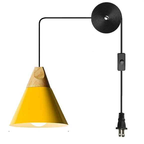 JLOWCO Plug in Pendant Light Modern Hanging Lights with Plug in Cord Bedroom Farmhouse Light Fixtures Kitchen Above Sink Light Fixture Kitchen Yellow (LED Bulb Include)