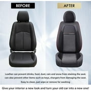 Coverado Car Seat Covers Red Trim, 5 Seats Breathable Faux Leather & Woven Fabric Seat Protectors Full Set, Universal Auto Cushions Fit Most Cars SUV Trucks