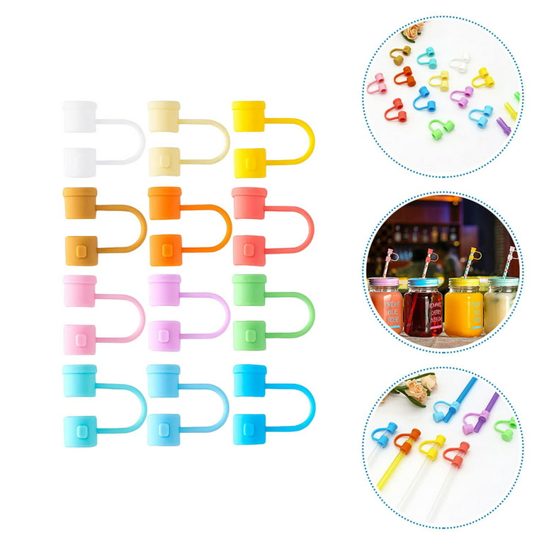 12pcs Straw Covers Cap for Tumblers, Halloween Straw Topper, Silicone Straw Tip Covers for Drinking Straws (8mm Witch)