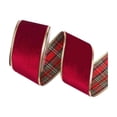 thumbnail image 2 of Christmas Wired Ribbon with Gold Trim, Plaid Fabric Ribbon Roll, Gift Wrapping Wreath Tree Decor, 2 of 6