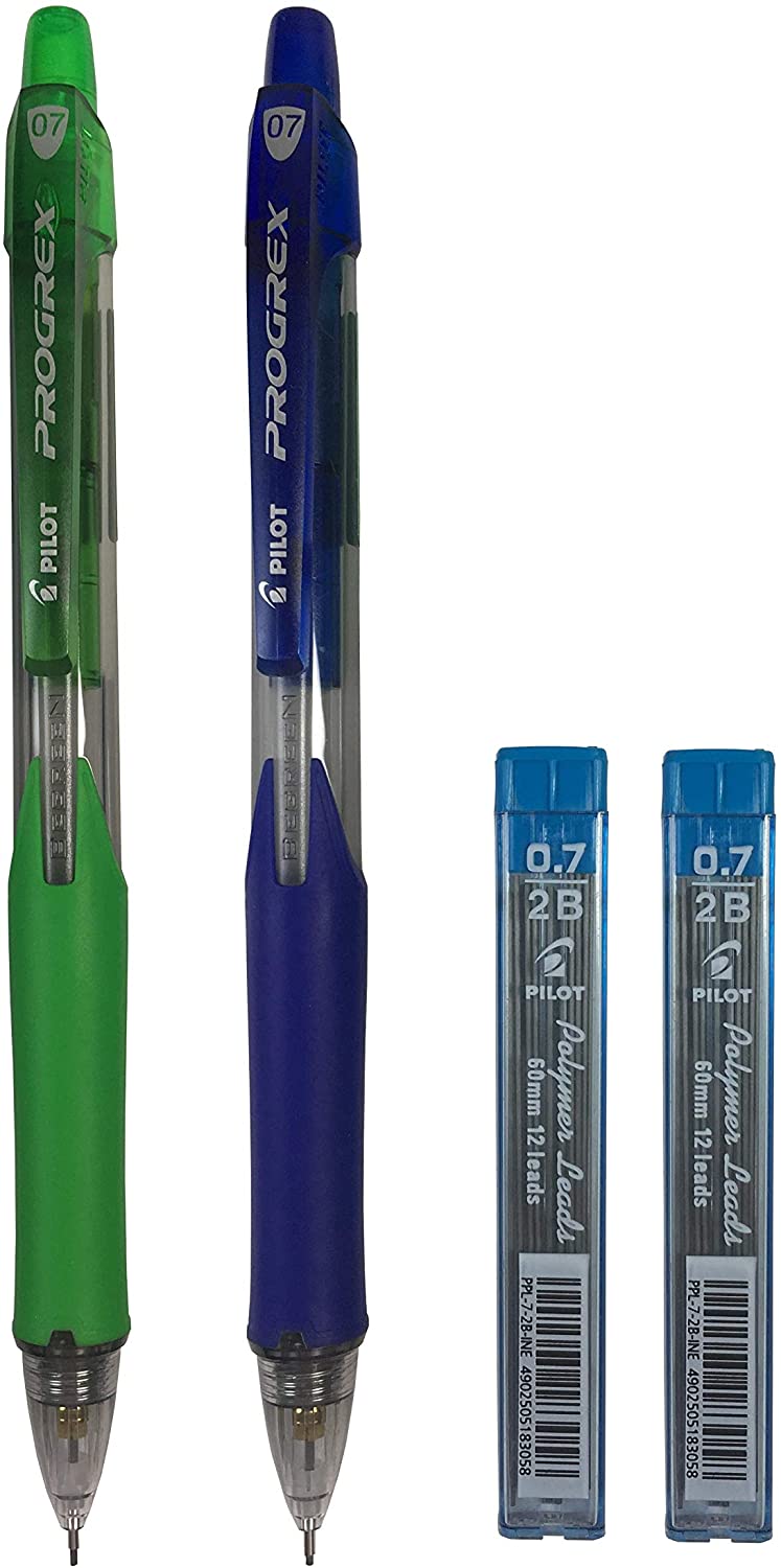 Pilot Mechanical Pencil 0.7mm Progrex Refillable (2 Counts) + Pilot 0.7mm 2B Polymer Lead