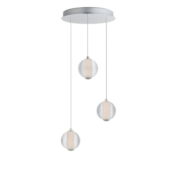 E24643-144PC-ET2 Lighting-Rhythm - 15W 3 LED Pendant-5 Inches Tall and 11.75 Inches Wide-Polished Chrome Finish-Clear Ribbed Glass Color