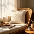 thumbnail image 3 of Leutsin Ivory Needlepoint Pumpkin Cotton Decorative Pillow, 18 x 18 Inch Beige Linen Texture Cushion with Raised Pumpkin Embroidery, Vintage Neutral Pumpkin Throw Pillow for Farmhouse Sofa Decor, 3 of 6