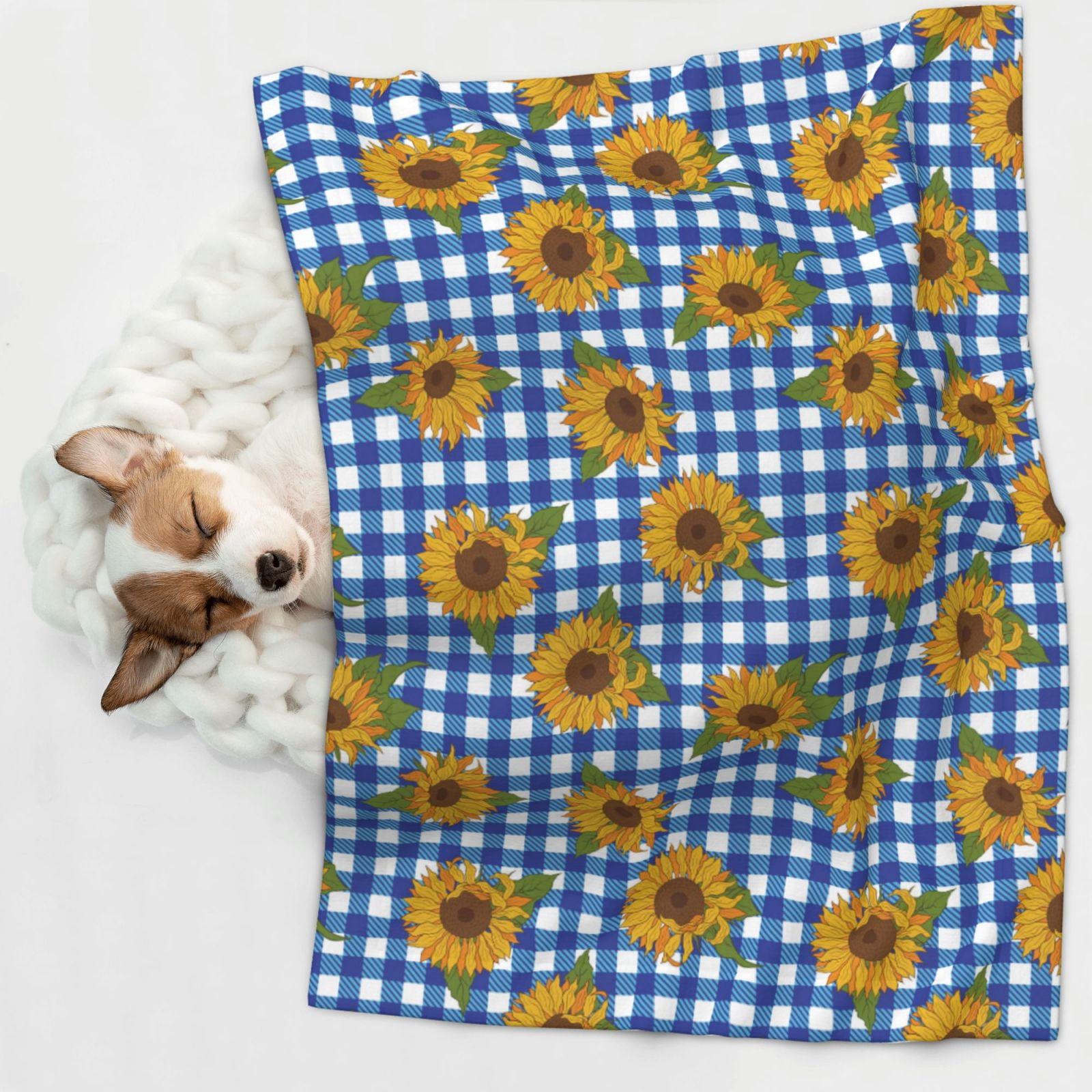 Naloa Sunflowers Dog Blanket, 3 Sizes Cat Blanket for Indoor Cats Large Medium Small Dog Gifts-Medium
