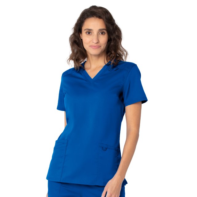 Landau ProFlex Haut de Sarrau pour Femmes : 3 Poches, Coupe Moderne Ajustée, Col en V Extensible 4169