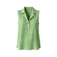 thumbnail image 5 of VBVC Women's Cotton-Linen Collared Tank Top , Ladies' Sleeveless Half Button Work Blouse , Summer Office Loose Fit Top For Women,Green,S-2XL, 5 of 9