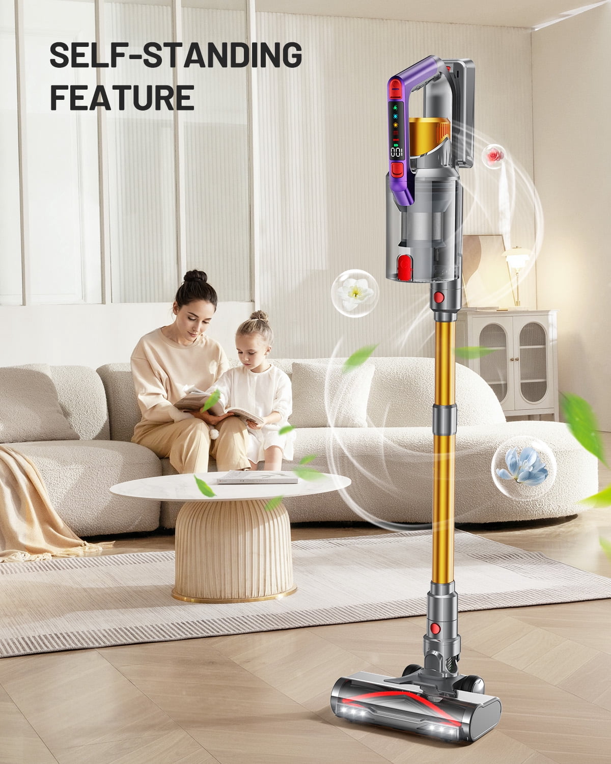 AZVKEA Cordless Vacuum Cleaner 550W 55KPA 60Mins Stick Vacuum Cleaner for Home Hardwood Floor Carpet Pet with Display
