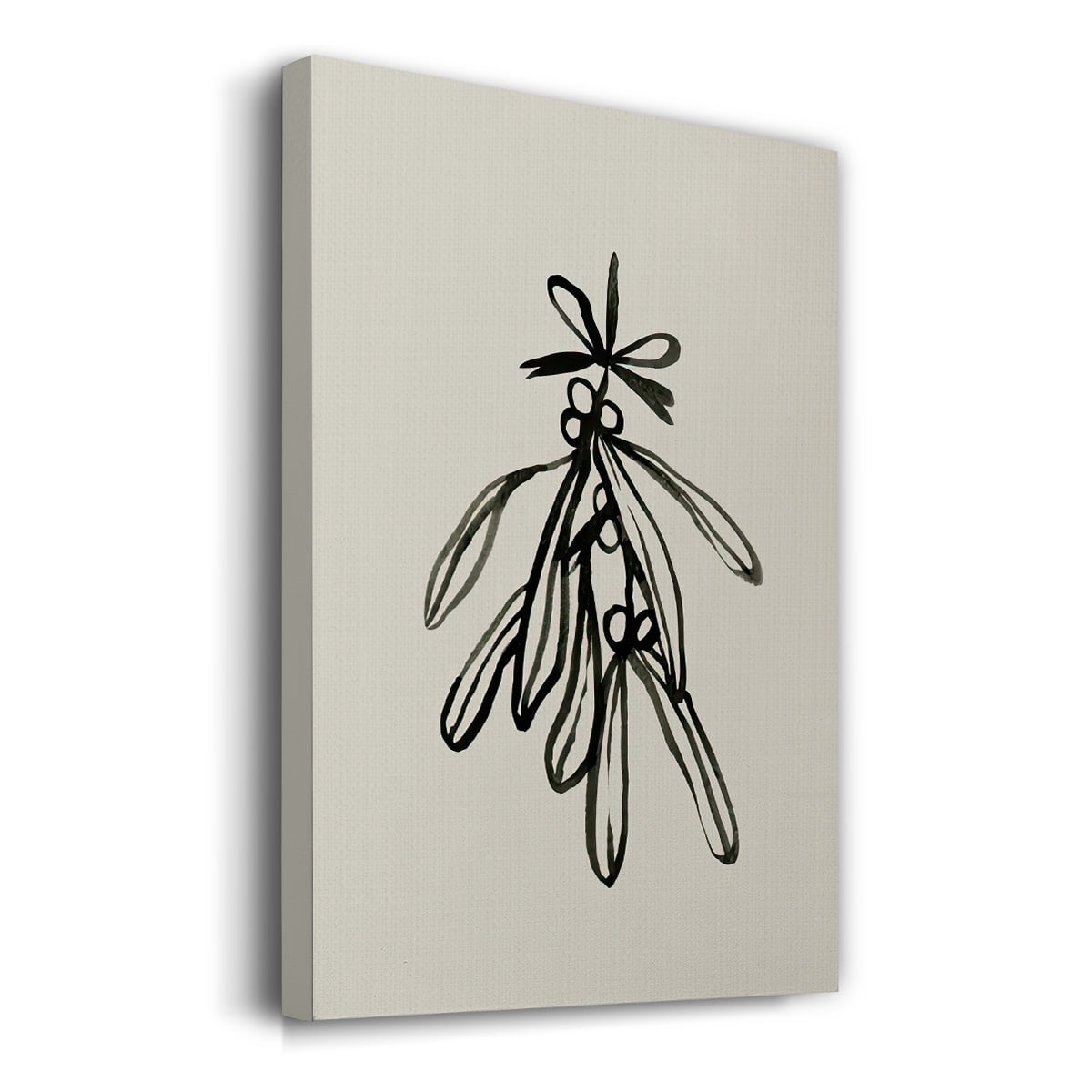 Mistletoe Sketch with Bows II- Gallery Wrapped Canvas