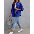 thumbnail image 2 of Ripped Jean Jacket for Women Distressed Washed Button Down Frayed Hem Denim Shacket with Pockets Shermie, 2 of 4