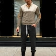 thumbnail image 3 of Ceisia Men's Loose Fit Corduroy Henley Neck Color-Block Top & Cargo Pants Set | Outdoor Casual Two-Piece Outfit Gifts, 3 of 7
