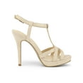thumbnail image 3 of BLISSFUL STEP Women's Shoes T Strap Slingback Platform Stiletto Heel Sandals Beige 8, 3 of 8