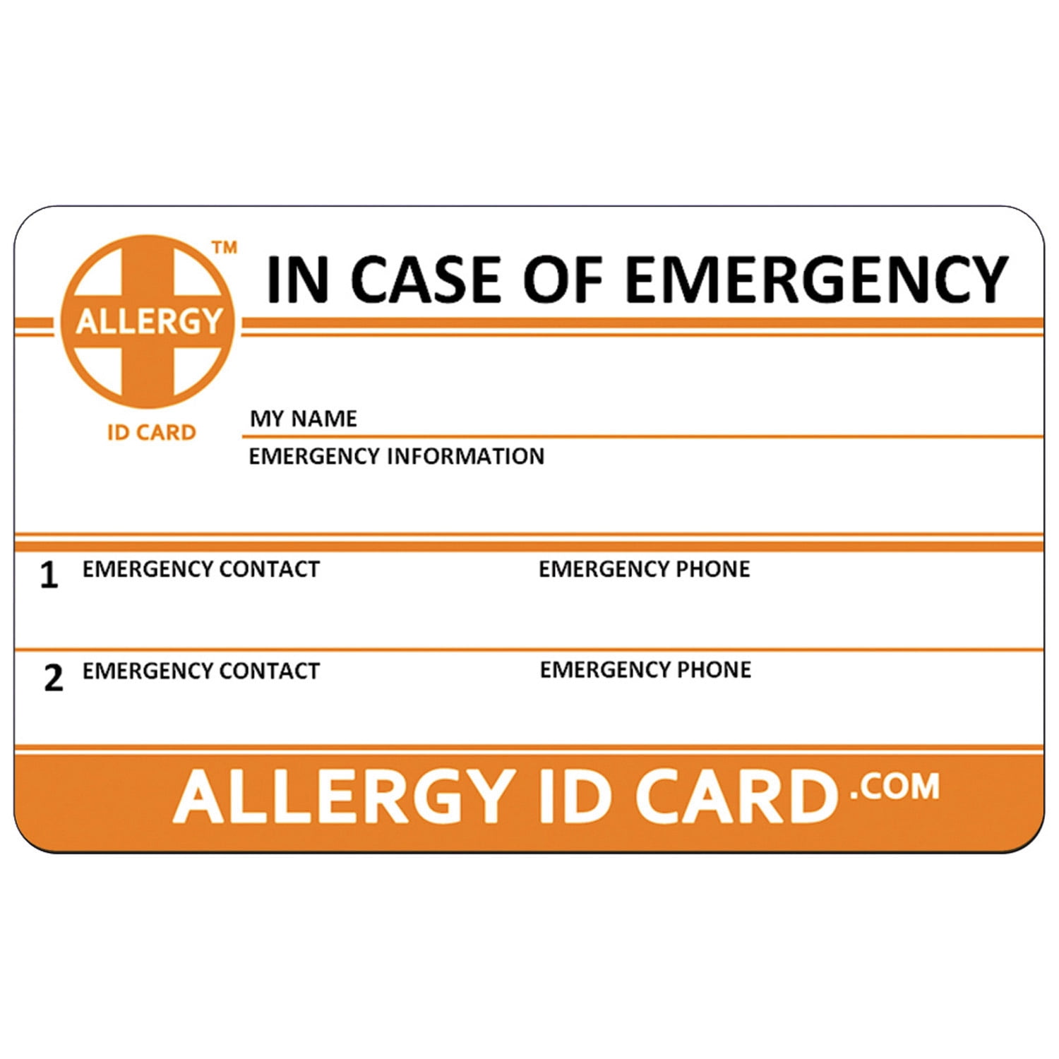 Allergy ID Card In Case of Emergency