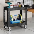 thumbnail image 1 of DEXTRUS Chariot Utilitaire Robuste à Roulettes avec Roues Verrouillables, Chariot de Service en Plastique HDPE à 2 Tablettes, Capacité de 550 Lb, 40 Pouces x 17 Pouces x 34 Pouces, pour Garage, Entrepôt et Atelier, Noir, 1 of 10