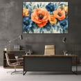 thumbnail image 6 of Mudket Framed Floral Canvas Wall Art Orange Navy Flower Prints Wall Decor Neutral Botanical Canvas Print Ready to Hang for Living Room Bedroom Office Farmhouse Wall Decor - 12"L x 8"W, 6 of 10
