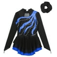 thumbnail image 3 of Alvivi Girls Sparkly Figure Skating Dance Dress Long Sleeve Tutu Skirted Leotard with Hair Band Royal Blue 6, 3 of 7