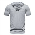thumbnail image 6 of ZCFZJW Mens Casual Hoodie Shirts Trendy Regular Fit Summer Short Sleeve Drawstring Hooded Pullover Tshirt Tops Solid Color Basic Tee Shirt Dark Gray S, 6 of 8