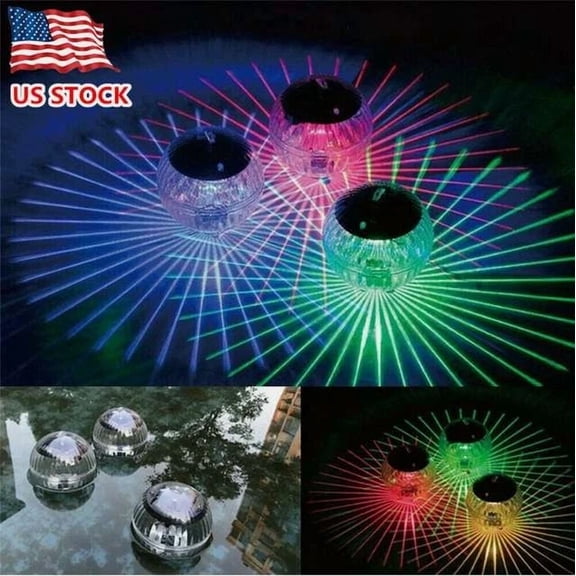 PURELY- Outdoor Solar Led Floating Light Garden Pond Pool Lamp Rotating Color Change Usa