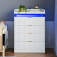 thumbnail image 2 of Pusnapku Fluted 4 Drawers Dresser, 38" Tall Modern Chest of Drawers with Power Outlet,LED Light, Vertical Wood Storage Dresser for Living Room,Bedroom, 2 of 9