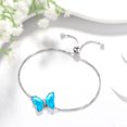 thumbnail image 5 of 925 Sterling Silver Butterfly Bracelet Aquamarine March Birthstone Bracelet Blue Crystal Jewelry Women Birthday Mother's Day Gifts Juwaliy, 5 of 8