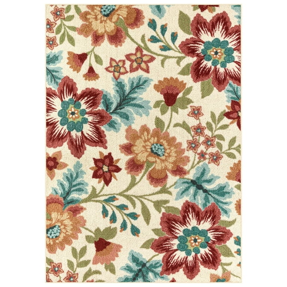 Mainstays Farmhouse Oversized Floral Cream Multicolor Indoor Area Rug, 5' x 7'