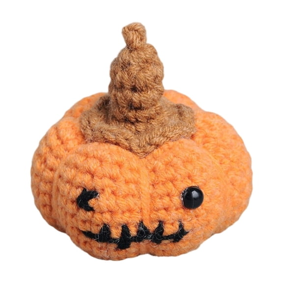 Mini Crochet Pumpkin Halloween Plush, Handmade Stuffed Animal Toy, Spooky Knit Jack-O-Lantern Decor, Halloween Gifts, 1.97 Inch