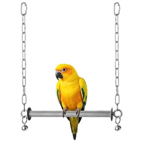 Parrot Swing Perch, 304 Stainless Steel Bird Stand, Bird Sewing Toy, Textured Anti-Slip Cage Accessory for Cockatiels, Conures, Parakeets, Macaws