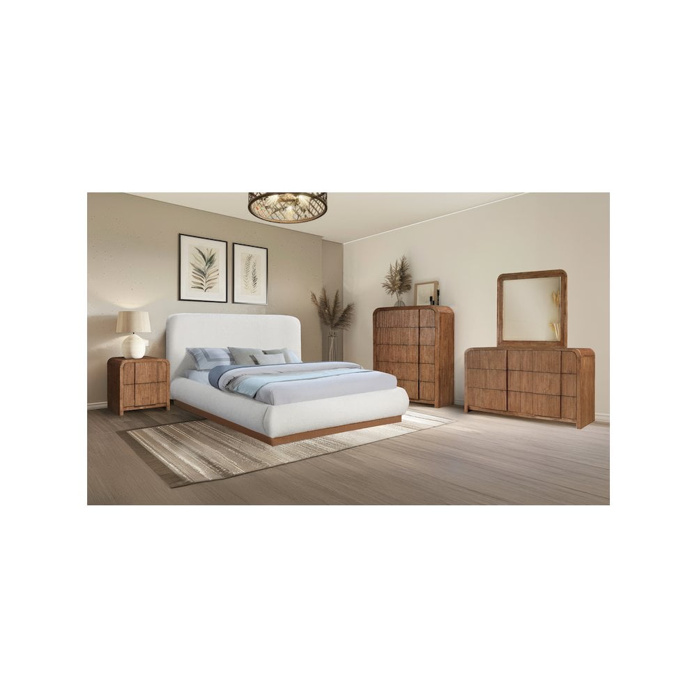 Meridian Furniture Fluted Walnut Oak Veneer Dresser