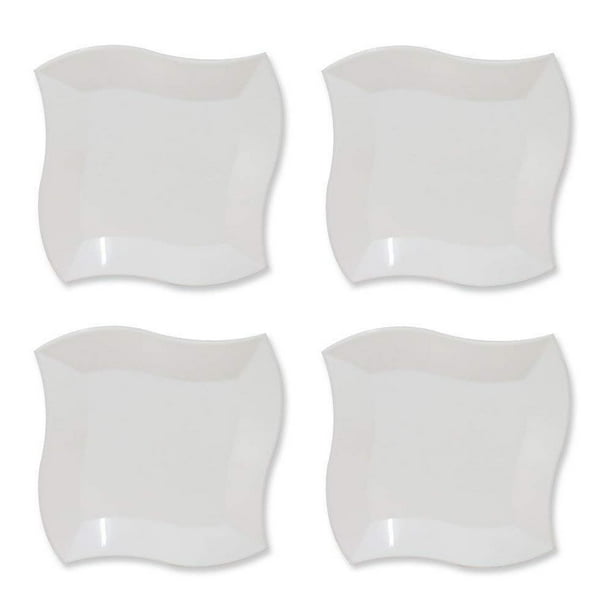 Premium Disposables 20 White Square Plates Disposable Plastic Dessert