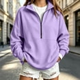 thumbnail image 4 of Ozmmyan Womens Half Zip Sweatshirt for Womens Stand Collar Long Sleeve Oversized Pullover Casual Solid Color Winter Top, 4 of 5