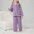 thumbnail image 4 of Cethrio Kids Girls Fleece Pajama Sets, Comfy Fall Winter Button Down Collar Warm Girls' Sleepwear Purple Size 6, 4 of 6