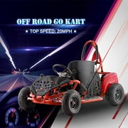 Electric Go Kart, 48V Powered Ride On Car, Steel Tubular Frame, Seat Belt, 13 inch All-Terrain Tires, Parental Speed Control, Max 20 Mph (Red)