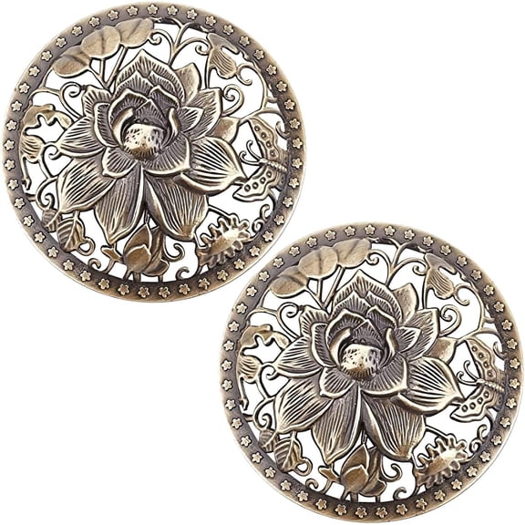 2PCS Candle Cover Topper Lotus Scented Candles Cover Bronze Flowers Lid Jar Candles Bronze Alloy Candle Toppers Jar Shade Sleeves Accessories