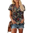 thumbnail image 2 of KISSMODA Womens V Neck Short Sleeve Summer Tops Button Down Pleated Tunic Tops Shirts S-3XL, 2 of 5