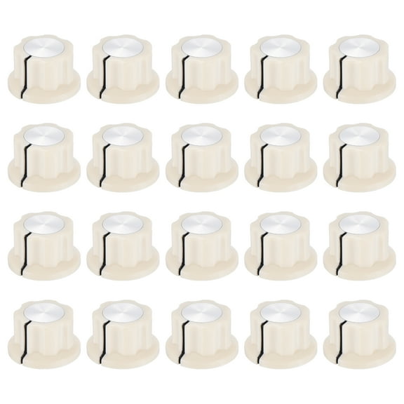 Uxcell 20Pcs Potentiometer Knob Fit 1/4" Shaft Pots, Set Screw Brass Insert, Cream White Volume Controller Rotary Knobs