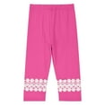 thumbnail image 3 of LIIPEE Girls Boys Sports Leggings Pants Summer Casual Comfortable Solid Color Lace Trim Stretchy Elastic Waist Calf-Length Pants Kids Stylish Party Pants,Hot Pink,3-4 Years, 3 of 3
