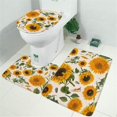 thumbnail image 2 of White Sunflower Seed Leaf Pattern Bathroom Rugs Sets 3 Piece,Toilet Cover Set,Absorbent Non Slip Bathroom Mats Sets with U-Shaped Contour Rug Toilet Rug Set, 2 of 5