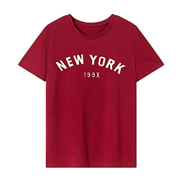 Camiseta de verano para mujer, camisetas ligeras de verano para vacaciones, regalo para caminar para mujer Rojo