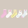 thumbnail image 2 of CAUYDY Tween Girls Ruffle Socks 5PC Set 9Y 10Y 11Y 12Y Teen Fall Winter Floor Socks Cute Cartoon Print Mid Cut Sizes 9-12 Years, 2 of 5