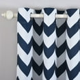 thumbnail image 4 of Efavormart 2 Panels White/Navy Blue Polyester Chevron Design Thermal Insulated Blackout Room Darkening Grommet Top Curtain 52"x64", 4 of 9