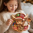 thumbnail image 5 of Highland Cow Serving Wooden Platter 9.84"x7.87" Large Kids Snack Plate Food Safe Charcuterie Board for Christmas Thanksgiving Divided Tray for Fruit Dessert Baby Food, 5 of 6