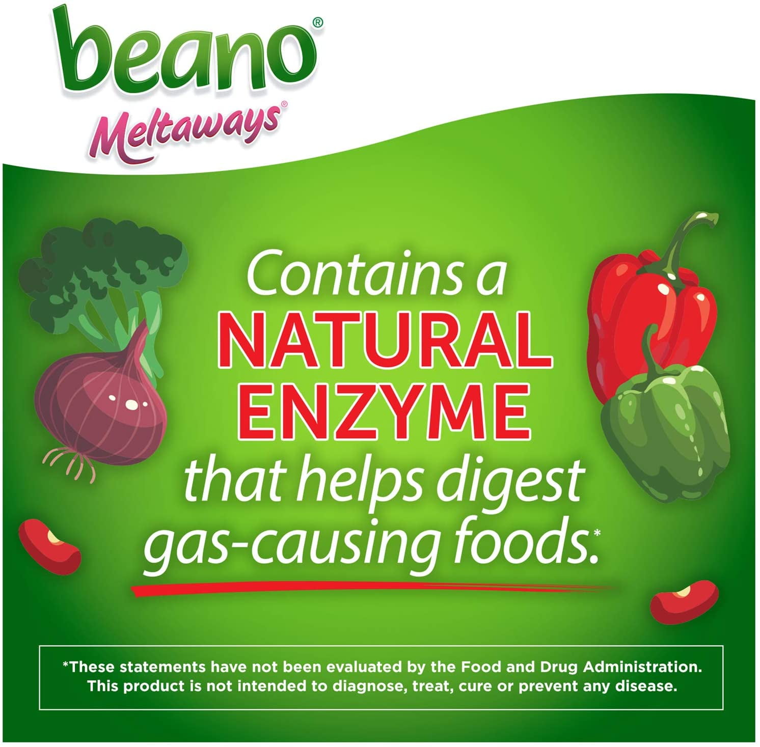 Beano Meltaways, Gas Prevention & Digestive Enzyme Supplement, Strawberry Flavor, 15 Count - 6 Pack