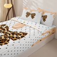 thumbnail image 3 of Manfei Brown Cheetah Print Bow Zipper Queen Comforter Set with Fitted Sheet and 2 Pillowcases,Sweet Cream Design Zipper Bedding Set,Polkadot Reversible,4-Piece, 3 of 7