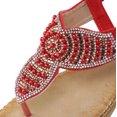 thumbnail image 6 of ZTTD Women Flat Sandals Summer Boho Rhinestone Dress Shoes Comfort Open Toe Elastic Ankle Strap Strapless Sandals Roman Sandals Red, 6 of 7