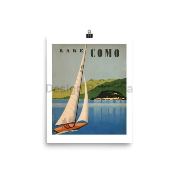 Lake Como, Italy 1938. Designed by A. Mercatali. Unframed Vintage Travel Poster