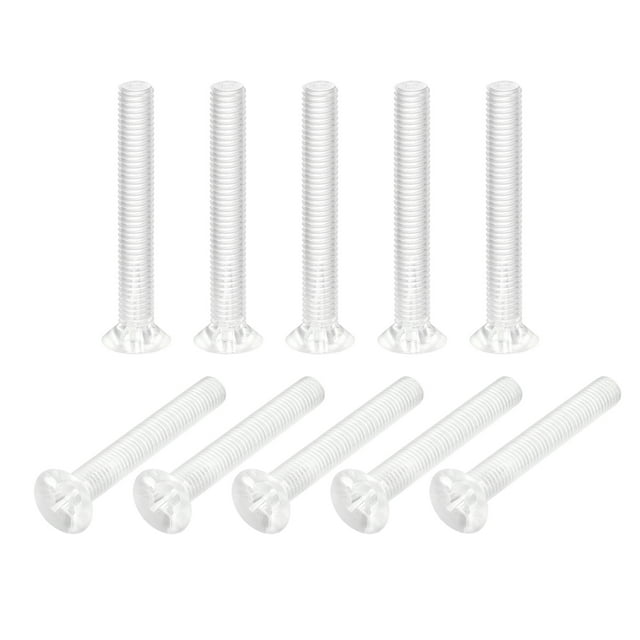 Unique Bargains M8x60mm Vis de Machine en Plastique Phillips, Boulons de Machine à Tête Plate PC Lot de 10
