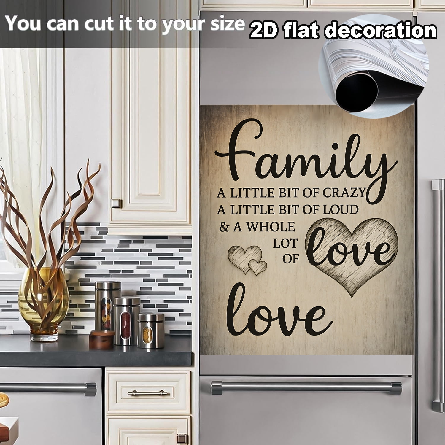 Family Love Dishwasher Magnet Cover, Dishwasher Front Door Decoration, Kitchen Decoration, Kitchen Dishwasher Decal, Refrigerator Panel, Magnetic Dishwasher Sticker 23 X 25.6 Inch