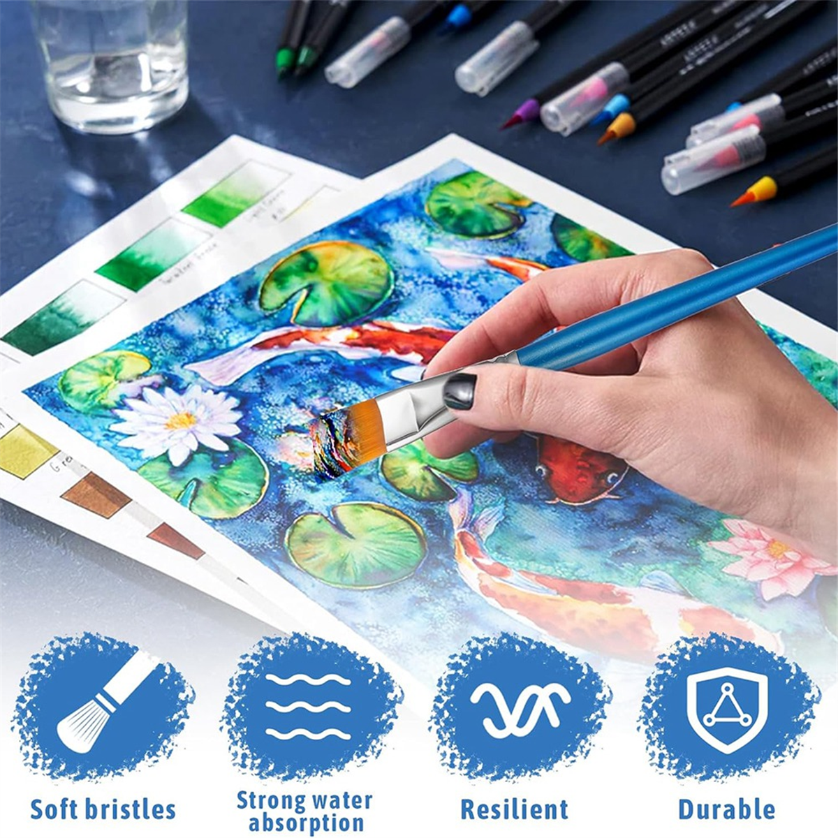 32 Pcs 1 Inch Flat Paint Brushes for Acrylic Painting Watercolor Large Acrylic Paint Brush Artist Painting Brush