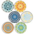 thumbnail image 1 of Plate Set 8 Inch - Salad Plates | Dessert Appetizer Plates Colorful - Porcelain Lunch Plates - Set of 6 - Dishwasher and Microwave Safe, 1 of 8