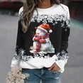 thumbnail image 2 of Rbaofujie Chandails d'Automne Noël Femmes Mode Décontractée Imprimé Col Rond Ample Manches Longues Hauts Blouse Chandails en Molleton Noirs Mode Femmes Chandails à Capuchon & Chandails en Molleton, 2 of 3