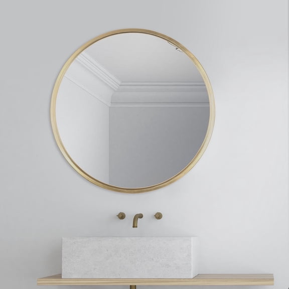 24x24 Gold Round Metal Wall Mirror
